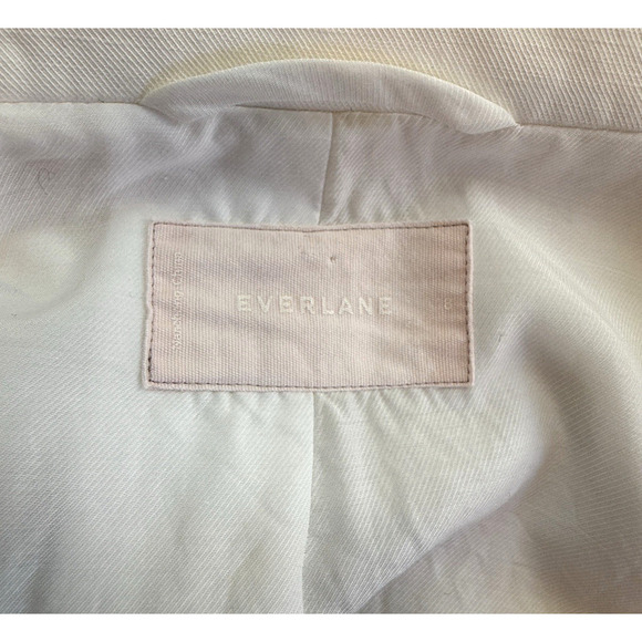 Everlane Linen Blazer Jacket Womens Size 8 Ivory Oversized Stretch Office - Picture 4 of 8